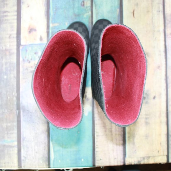 LL Bean Wellie Black Checkerboard Knee High Rain Boots Size 9 M - Picture 7 of 10